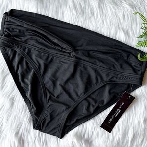 Carmen Marc Valvo C19404 Classic Bikini Bottom Black Onyx Twist Waistband M 8-10